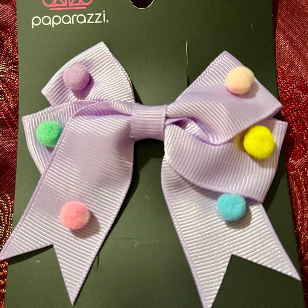Paparazzi Purple and Pink Hair Accessories with Playful Pom Poms